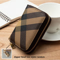 1pc Plaid Pattern Credit Card Holder, Fashion Zipper Small Wallet