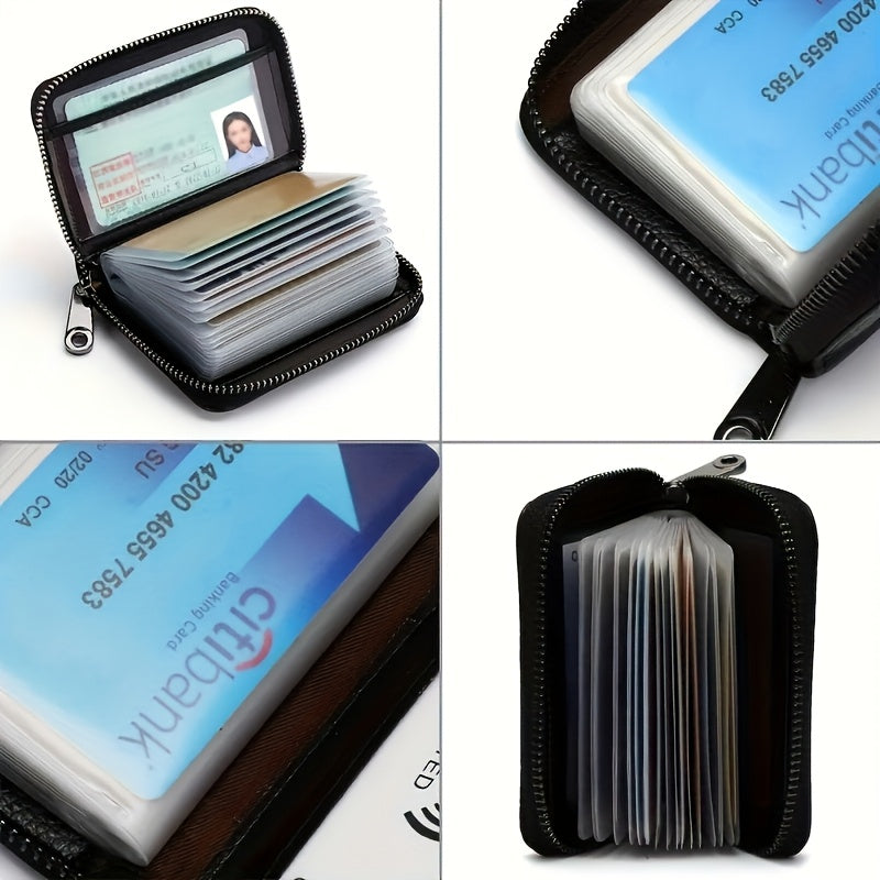 Blocking Wallet for Men & Women – Slim Minimalist Leather Card Holder with Zipper Closure | Ultra Thin Lightweight Design, Multiple Card Slots & Secure Storage for Credit Cards, Cash, ID | Durable Synthetic Leather (Black)