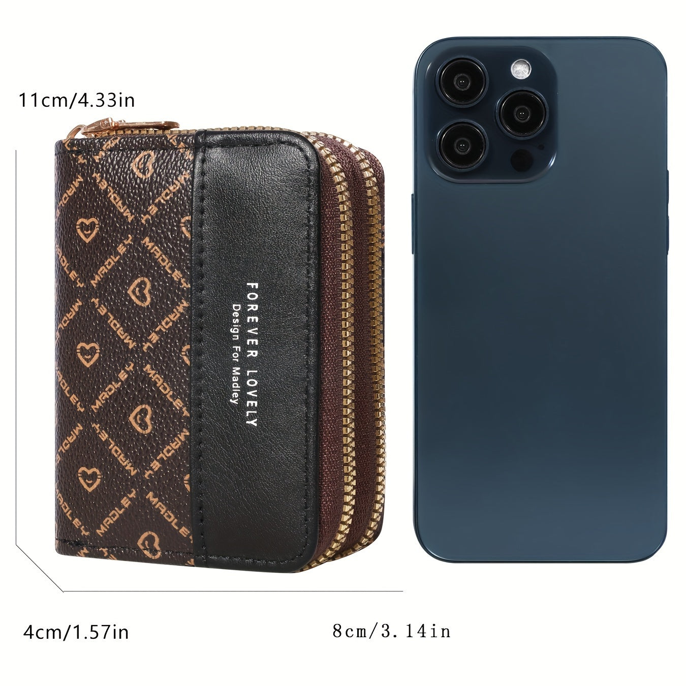Vintage-Inspired Large Capacity Wallet with Multiple Card Slots, Zipper Closure - Durable, Easy Clean, Color Blocking Splicing Design