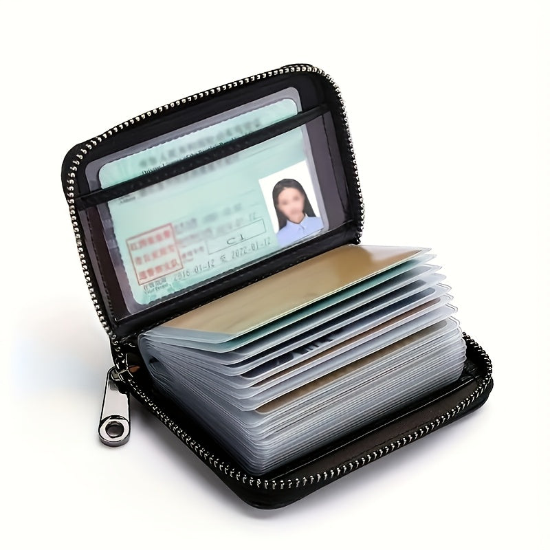 Blocking Wallet for Men & Women – Slim Minimalist Leather Card Holder with Zipper Closure | Ultra Thin Lightweight Design, Multiple Card Slots & Secure Storage for Credit Cards, Cash, ID | Durable Synthetic Leather (Black)