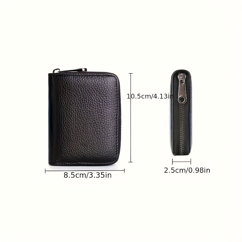 Blocking Wallet for Men & Women – Slim Minimalist Leather Card Holder with Zipper Closure | Ultra Thin Lightweight Design, Multiple Card Slots & Secure Storage for Credit Cards, Cash, ID | Durable Synthetic Leather (Black)