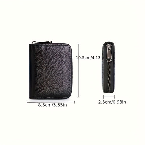 Blocking Wallet for Men & Women – Slim Minimalist Leather Card Holder with Zipper Closure | Ultra Thin Lightweight Design, Multiple Card Slots & Secure Storage for Credit Cards, Cash, ID | Durable Synthetic Leather (Black)