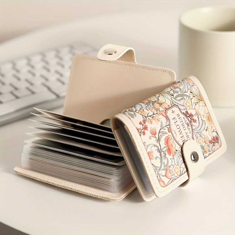 Ladies' Credit Card Holder with Multiple Slots, Exquisite Large Capacity Compact Wallet for Cards and IDs, Driver' License All-in-One Business Card Case
