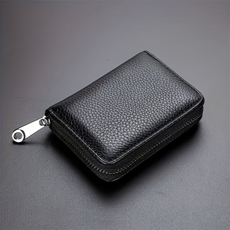 Blocking Wallet for Men & Women – Slim Minimalist Leather Card Holder with Zipper Closure | Ultra Thin Lightweight Design, Multiple Card Slots & Secure Storage for Credit Cards, Cash, ID | Durable Synthetic Leather (Black)