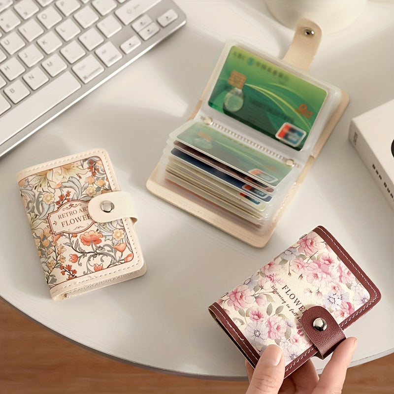 Ladies' Credit Card Holder with Multiple Slots, Exquisite Large Capacity Compact Wallet for Cards and IDs, Driver' License All-in-One Business Card Case